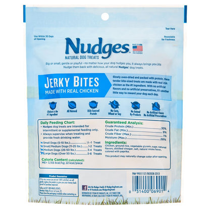 Nudges Jerky Bites Natural Dog Treats, Chicken, 5Oz Bags, 8 Count