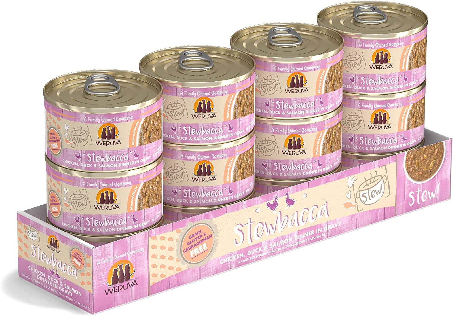 Classic Cat Stews!, Stewbacca with Chicken, Duck & Salmon in Gravy, 2.8Oz Can (Pack of 12)