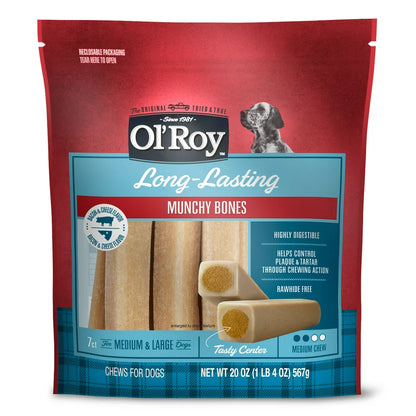 Bacon & Cheese Munchy Bone Treats for Dogs, 7 Count