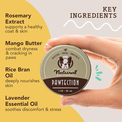 Pawtection, 1 Oz Tin, Veterinarian-Approved, All-Natural Dog Paw Balm and Moisturizer, Nourishing Dog Paw Protector for Rough Terrain and Harsh Temperatures