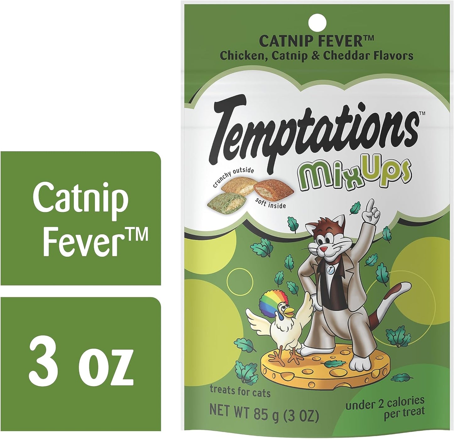 Mixups Crunchy and Soft Cat Treats, Catnip Fever Flavor, (12) 3 Oz. Pouches