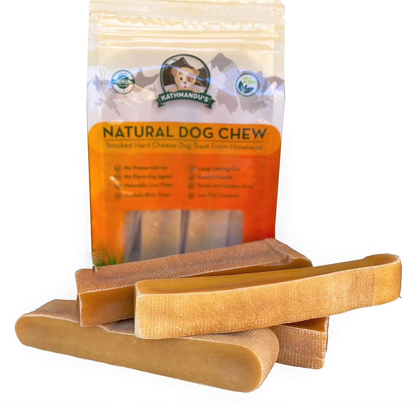 Authentic Himalayan Natural Dog Cheese Chew (Pack of 4 Large & Xlarge Chews), Premium Organic Yak Chew, Keeps Your Dog Busy, Ideal for Indoors and Outdoors Use