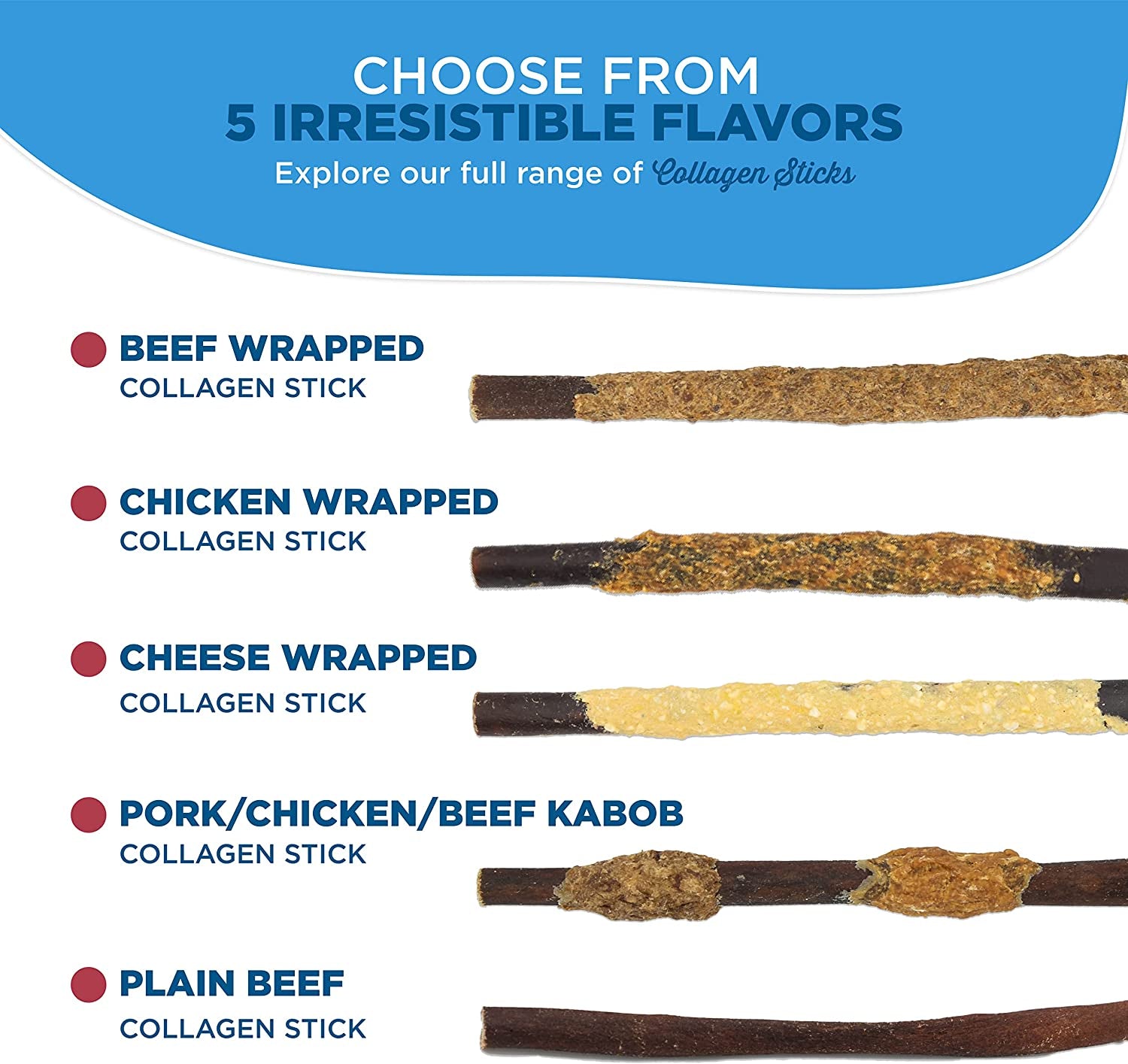 All Natural Dog Chews - 6 Inch Beef Collagen Sticks - USA Baked & Packed - Highly Digestible, Limited Ingredient, Rawhide Alternative Dog Chew - 5 Pack