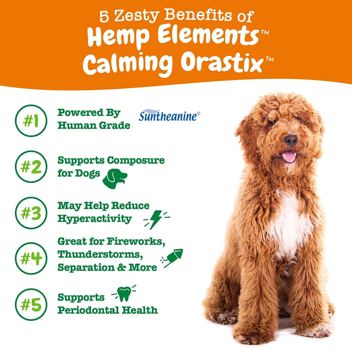 Orastix for Dogs - Calming Dental Sticks for Stress with Hemp Melatonin Chamomile Dog Healthy Teeth and Gums Calm Composure for Fireworks and Thunderstorms 25Oz