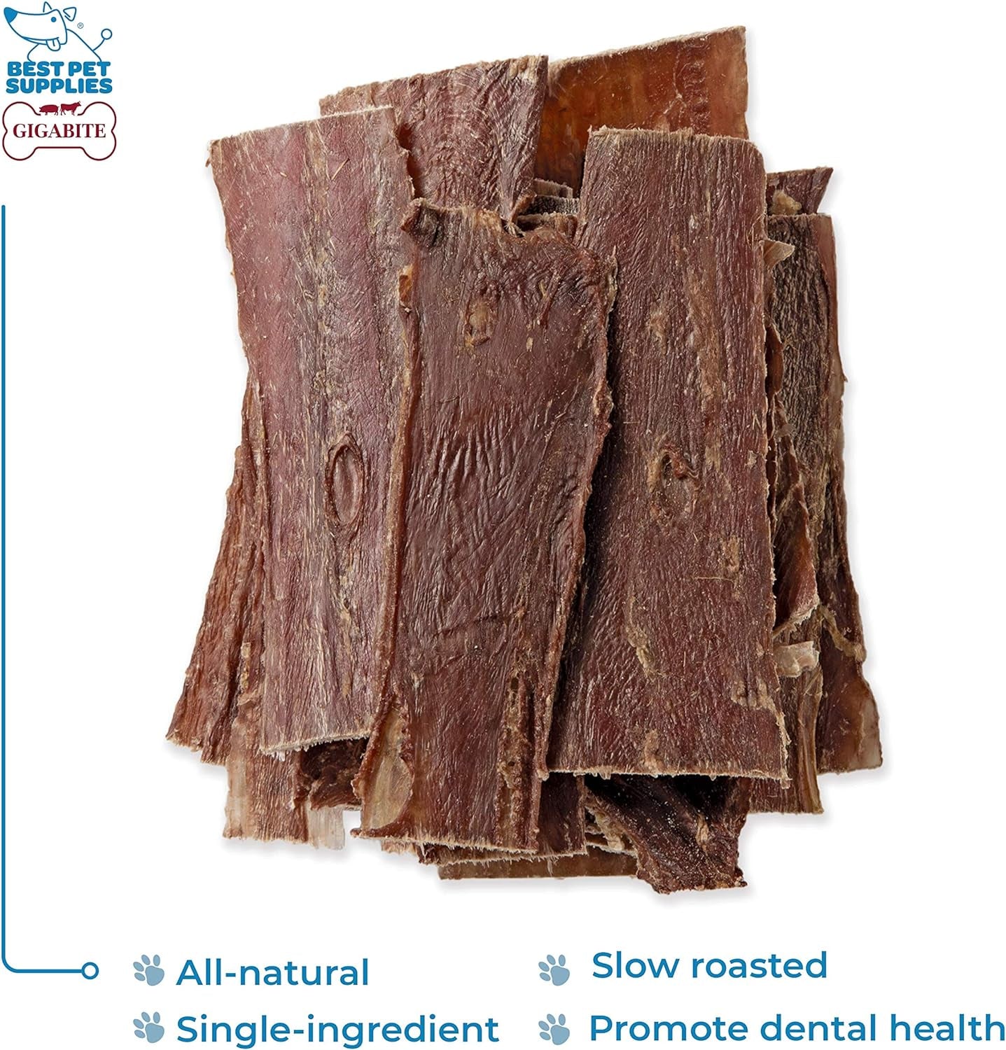 Gigabite 6 Inch Beef Gullet Jerky Strips (25 Pack) - All Natural, Free Range Beef Esophagus Taffy Dog Treat by