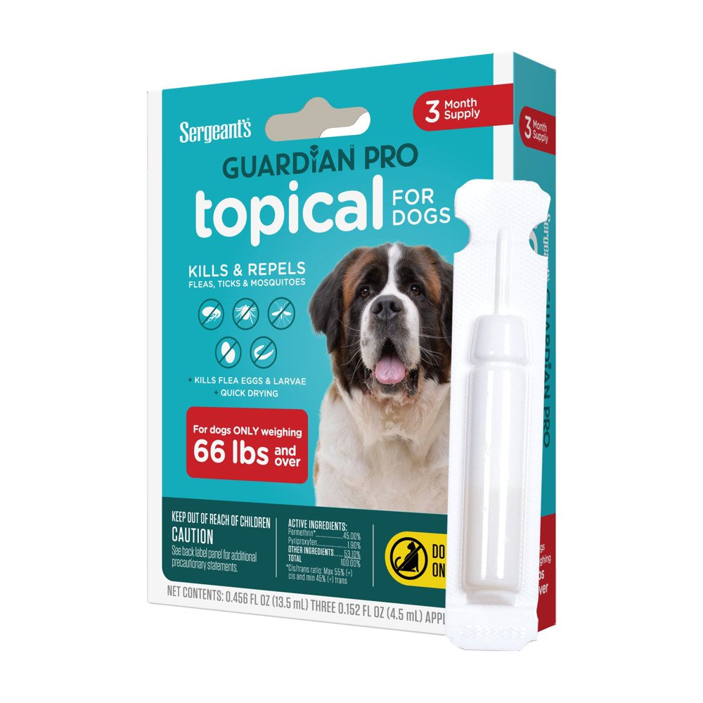 GUARDIAN Pro Flea & Tick Topical for Dogs, 66 Lbs and Over, 3 Count