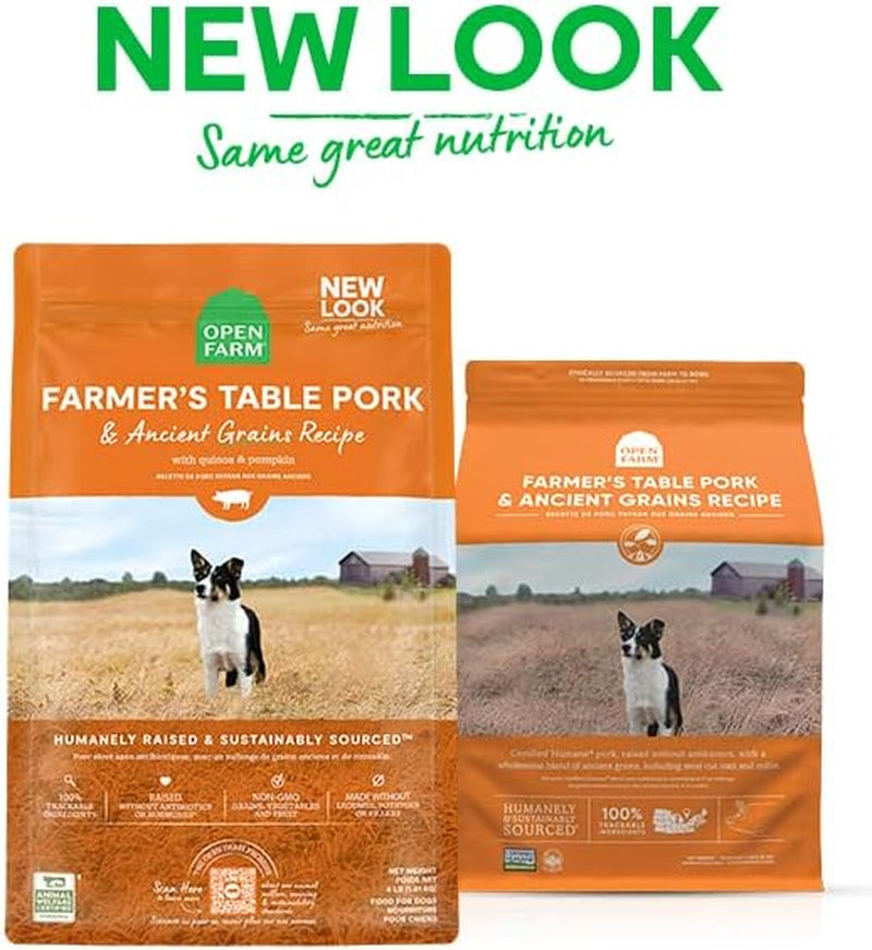 Ancient Grains Dry Dog Food, Humanely Raised Meat Recipe with Wholesome Grains and No Artificial Flavors or Preservatives (Farmer'S Table Pork Ancient Grain, 22 Pound (Pack of 1))