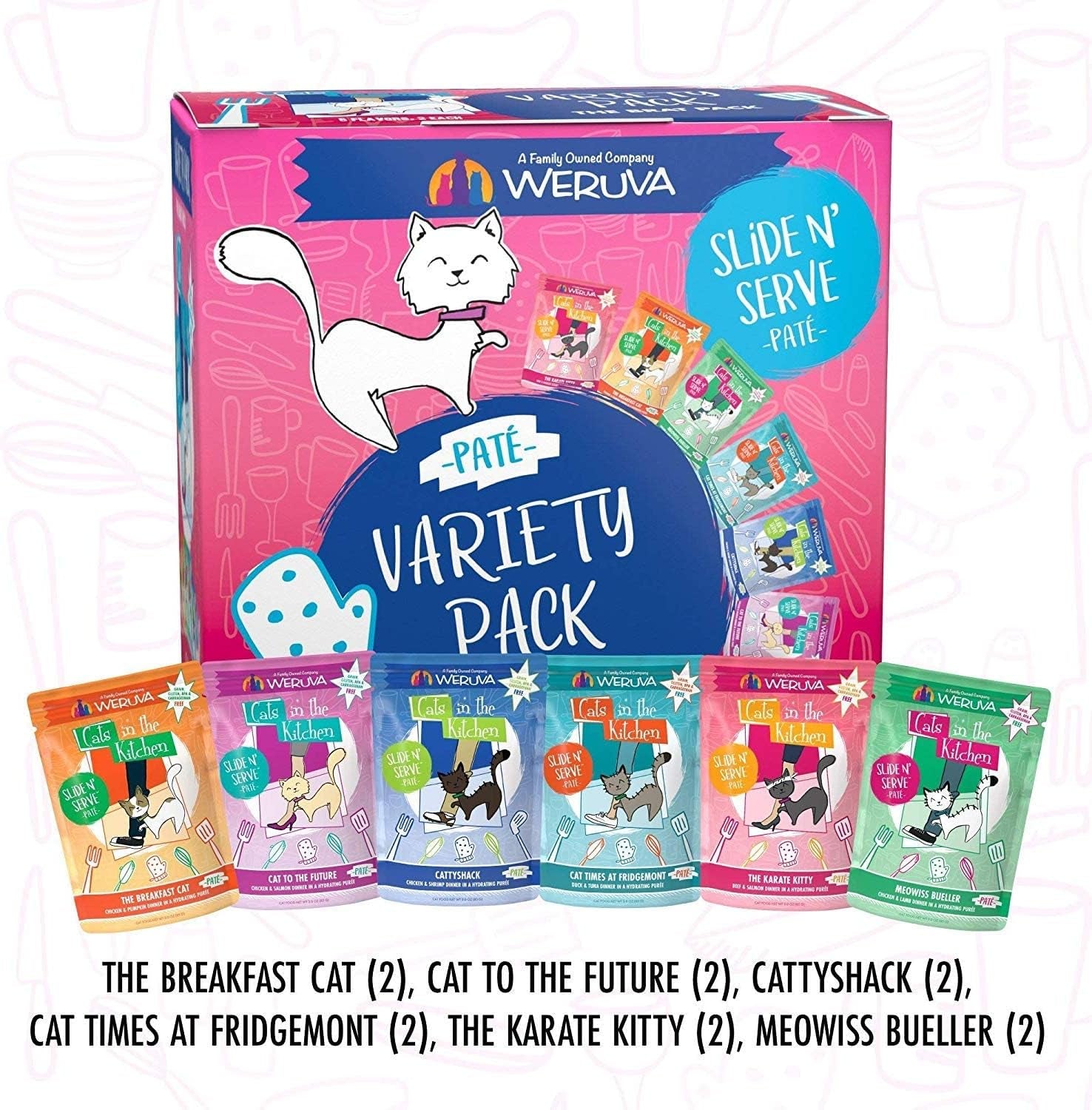 Cats in the Kitchen Slide N' Serve the Brat Pack Variety Cat Food Pouches 3 Ounce (Pack of 12)