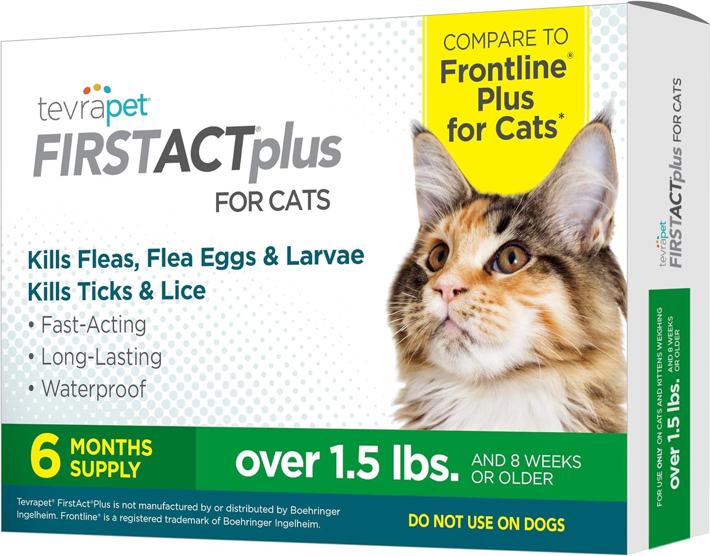 Firstact plus Flea and Tick Prevention for Cats over 1.5Lbs, 6 Monthly Doses, Topical Drops