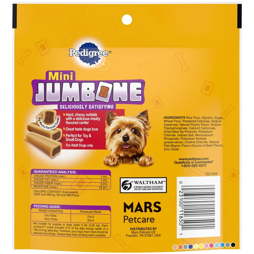 Mini Jumbone Real Beef Flavor Dental Treats for Dogs, 7.2 Oz Pouch