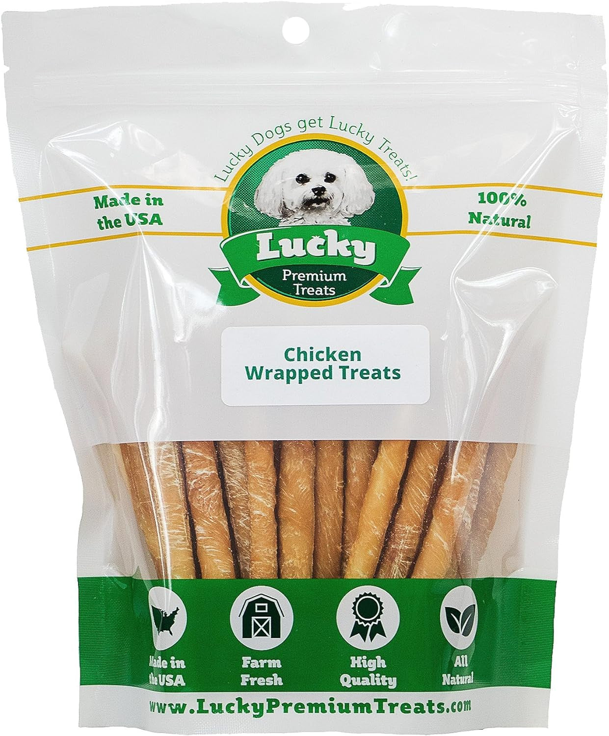 Chicken Wrapped Beefhide, Natural Chicken Rawhide Sticks for Dogs, Long Lasting Canine Twists, Gluten Free Chicken Dog Rawhide Chews, Small Dog Training Treats, 20 Chews