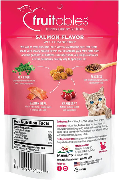 Cat Crunchy Treats for Cats – Healthy Low Calorie Packed with Protein – Free of Wheat, Corn and Soy – Made with Real Salmon with Cranberry – 2.5 Ounces