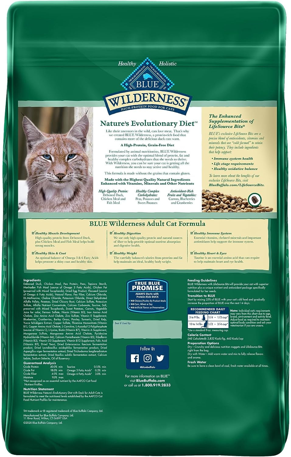 Wilderness High Protein, Natural Adult Dry Cat Food, Duck 11-Lb