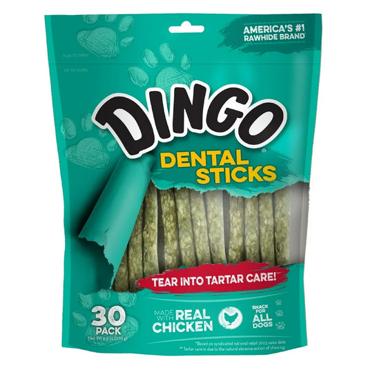 Dental Sticks Dog Chews, Made W/ Real Chicken, 30 Count, Natural Chewing Action Helps Clean Teeth