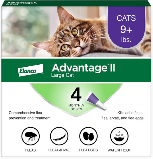 II Large Cat Vet-Recommended Flea Treatment & Prevention | Cats over 9 Lbs. | 4-Month Supply