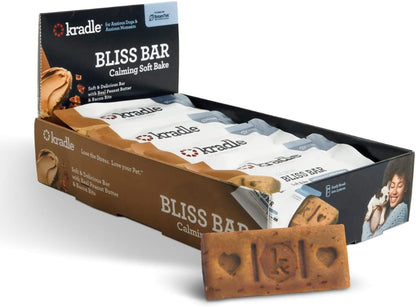 Bliss Bar Dog Calming Chews, Soft Bake (12 Pack), Dog Anxiety Relief for Separation Anxiety, Thunder, Car Rides, Fireworks and Stress, with Botanitek Calming Formula, Peanut Butter Bacon Flavor