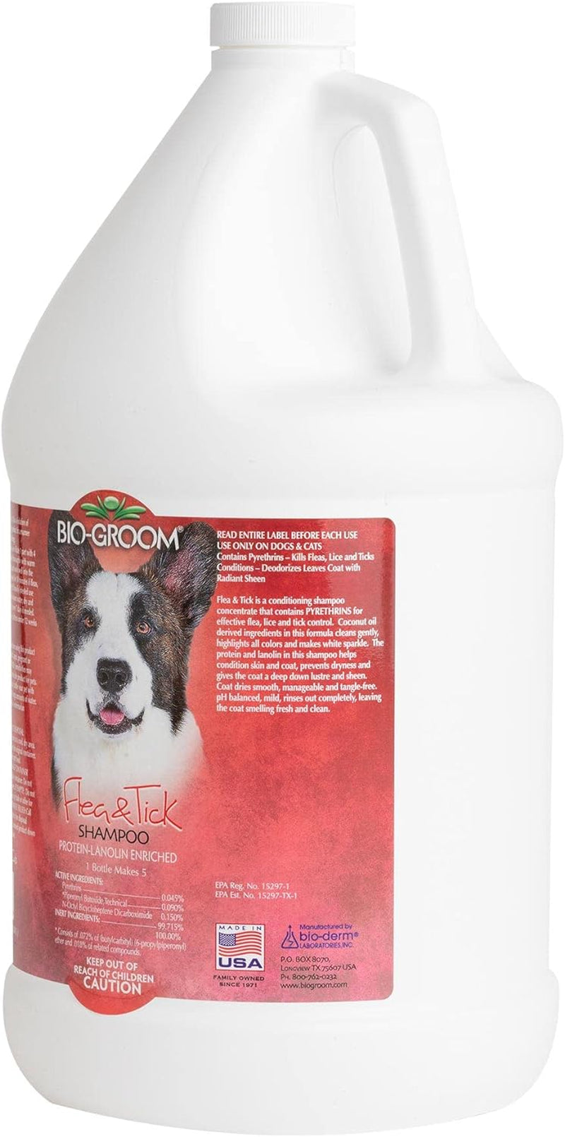 Flea & Tick Dog Shampoo – Flea and Tick Prevention for Dogs, Cat Flea Treatment, Cruelty-Free, Made in USA, Natural Tick Repellent, Protein-Lanolin Shampoo – 1 Gallon