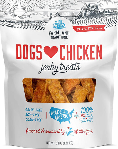 Dogs Love Chicken Premium Two Ingredients Jerky Treats for Dogs (3 Lbs USA Raised Chicken)