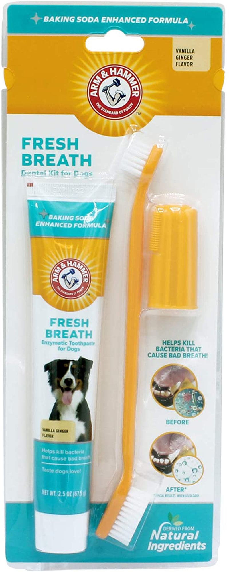 for Pets Fresh Breath Kit for Dogs | Contains Toothpaste, Toothbrush & Fingerbrush | Reduces Plaque & Tartar Buildup | Safe for Puppies, 3-Piece Kit, Vanilla Ginger Flavor