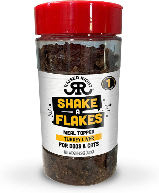 Turkey Shake a Flakes, Single Ingredient Meal Topper for Dogs & Cats, 4.5 Oz., Brown