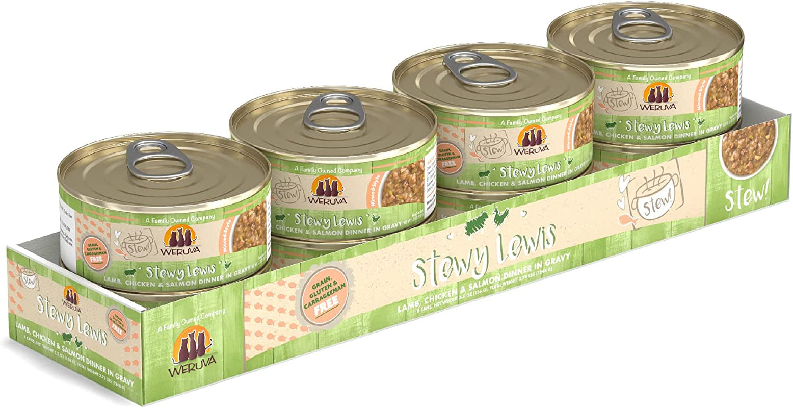 Classic Cat Stews, Stewy Lewis with Lamb, Chicken & Salmon in Gravy, 5.5Oz Can (Pack of 8)