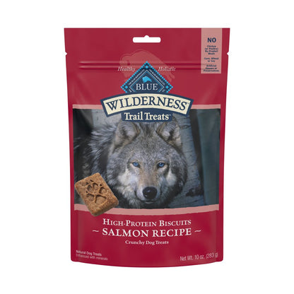 Wilderness Trail Treats High Protein Salmon Flavor Crunchy Biscuit Treats for Dogs, Grain-Free, 10 Oz. Bag