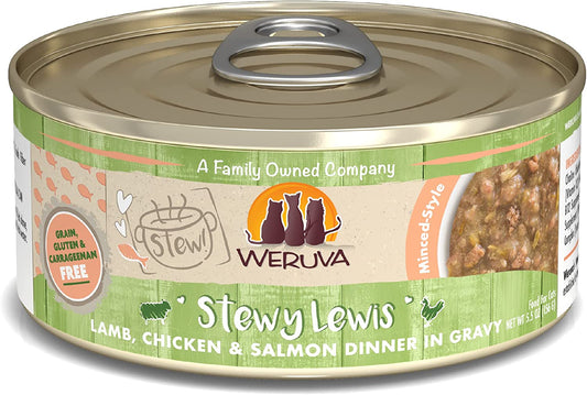 Classic Cat Stews, Stewy Lewis with Lamb, Chicken & Salmon in Gravy, 5.5Oz Can (Pack of 8)