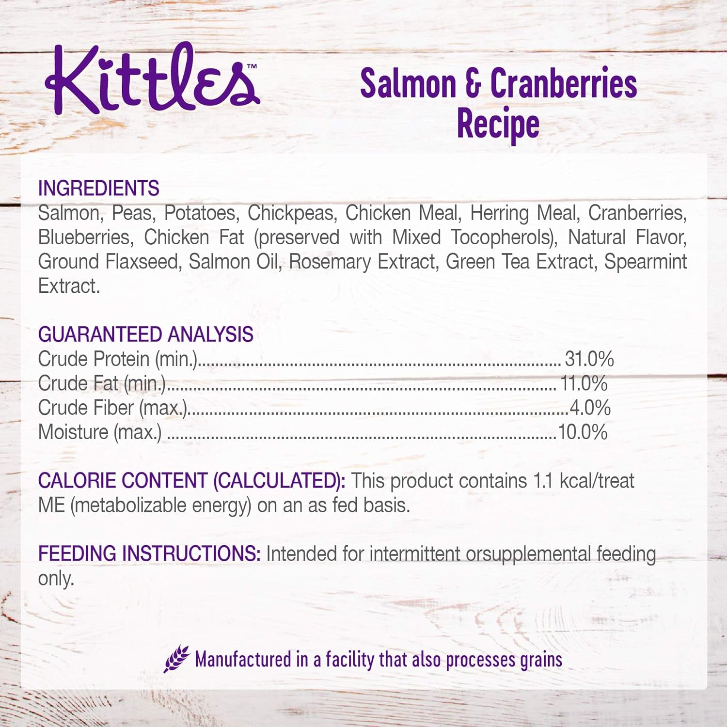 Wellness Kittles Natural Grain Free Cat Treats, Salmon & Cranberries, 6-Ounce Bag