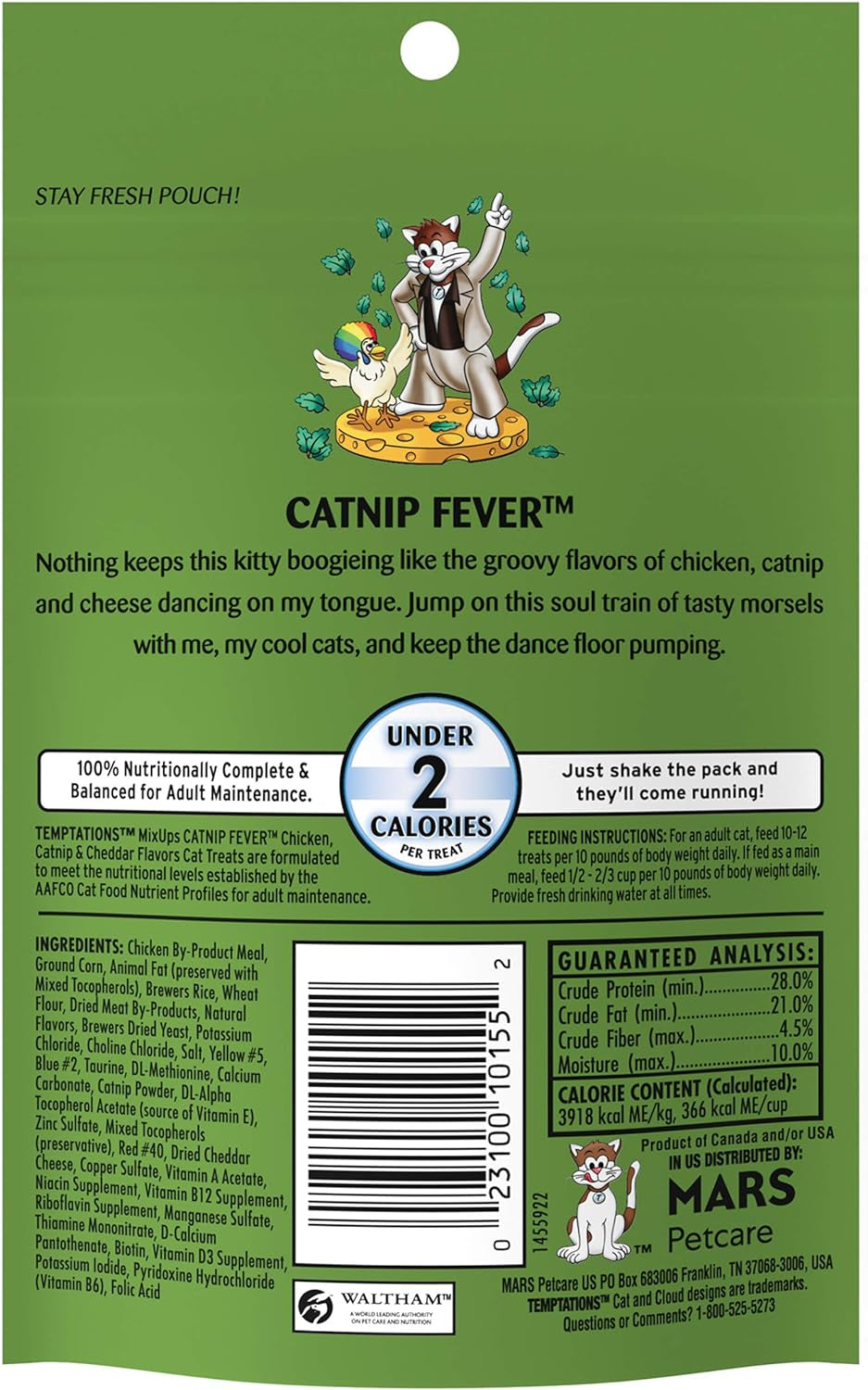 Mixups Crunchy and Soft Cat Treats, Catnip Fever Flavor, (12) 3 Oz. Pouches