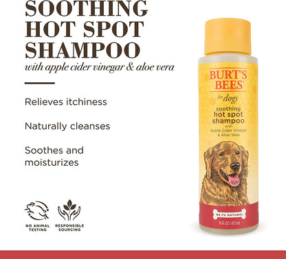 Natural Hot Spot Shampoo with Apple Cider Vinegar & Aloe Vera | Soothing & Relieving Hot Spot Remedy for Dog | Cruelty Free, Sulfate & Paraben Free, Ph Balanced for Dogs | 16 Oz