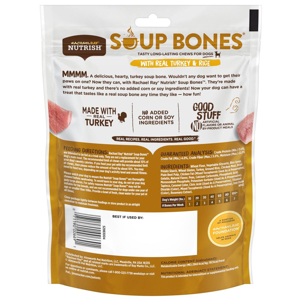 Rachael Ray  Soup Bones Dog Chews with Real Turkey & Rice, 3 Dog Chews