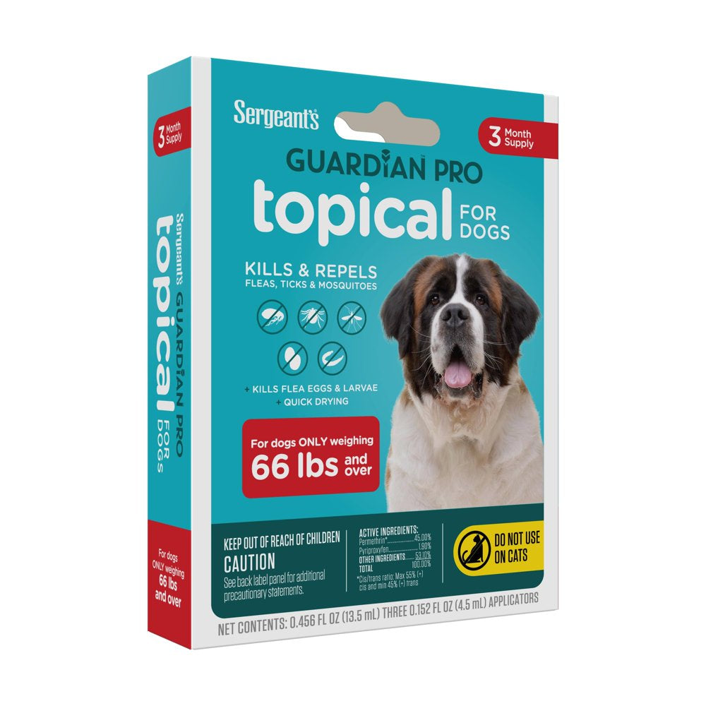 GUARDIAN Pro Flea & Tick Topical for Dogs, 66 Lbs and Over, 3 Count