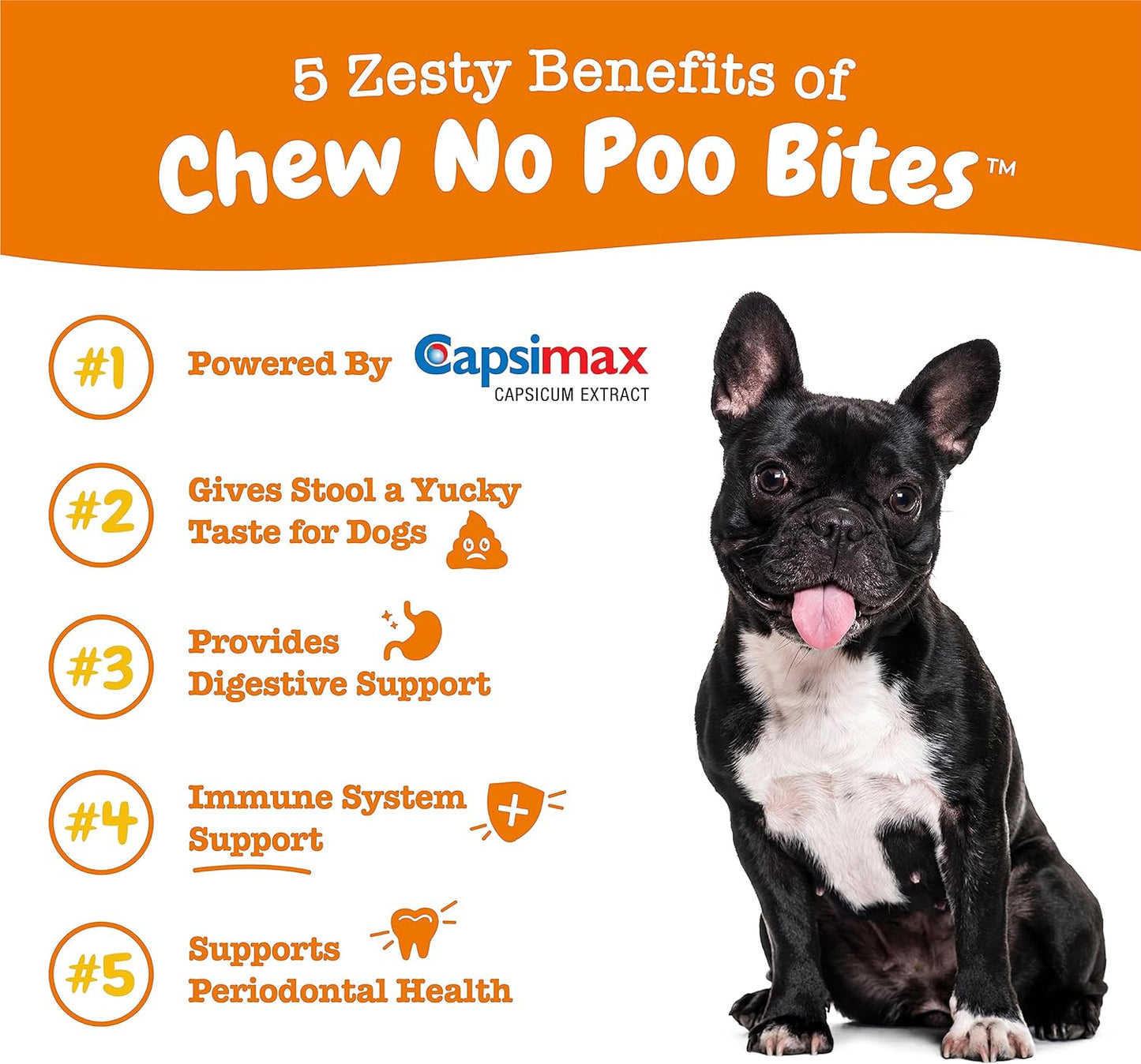 Chew No Poo Bites for Dogs - Stool Eating Deterrent Soft Chews for Dogs - Gut, Periodontal & Immune System Support - Premium DE111 Bacillus Subtilis Probiotic Chicken - 90 Count