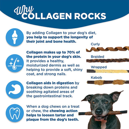 All Natural Dog Chews - 6 Inch Beef Collagen Sticks - USA Baked & Packed - Highly Digestible, Limited Ingredient, Rawhide Alternative Dog Chew - 5 Pack