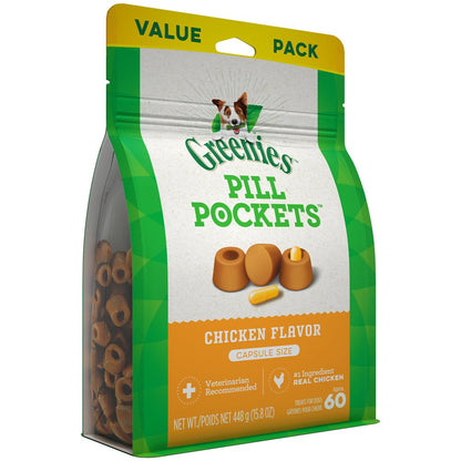 Pill Pockets Chicken Flavor Treats for Dogs, 15.8 Oz Pouch, 60 Ct