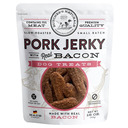 Butcher’S Naturals Dry Pork & Bacon Jerky Treats for Dogs, 16 Oz