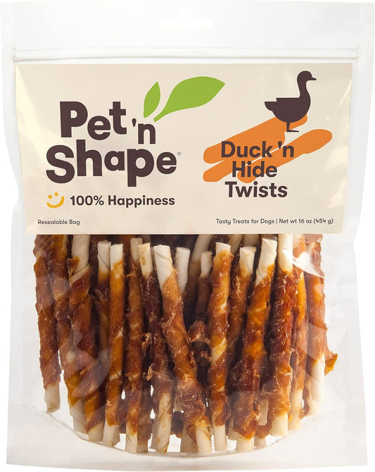 Duck 'N Hide Twists - Duck Wrapped Rawhide Natural Dog Treats, Small, 1 Pound (Pack of 1)