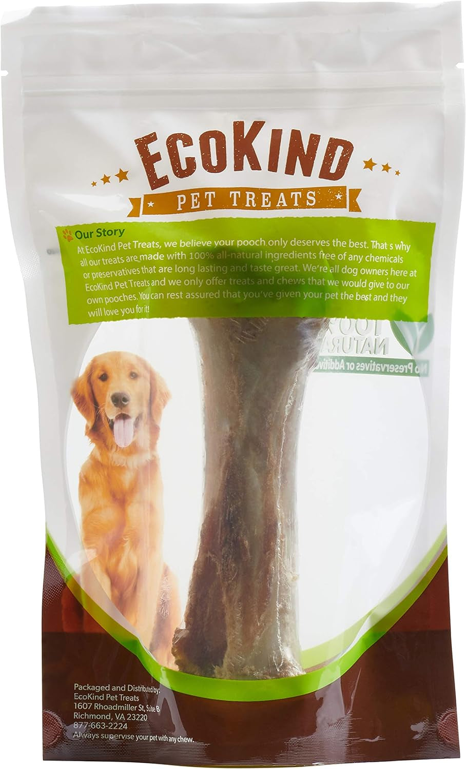 Eco Kind All-Natural Stuffed Shin Bone for Dogs | Large Filled Dog Bones for All Breeds | Digestible & Nutritional Meaty Pet Treats for Aggressive Chewers | Stuffed Shin Bone (2 Bones, 4 Inch)