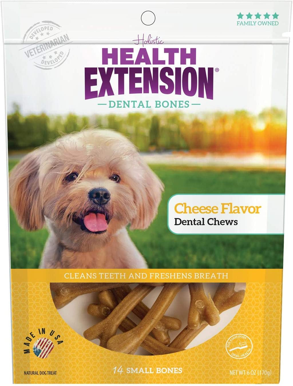 Dog Chew Bone Treats, Puppy Training Treat, Small Sticks for Dental Teeth Cleaning & Breath Freshener,Cheese Flavor, Small (Pack of 14)