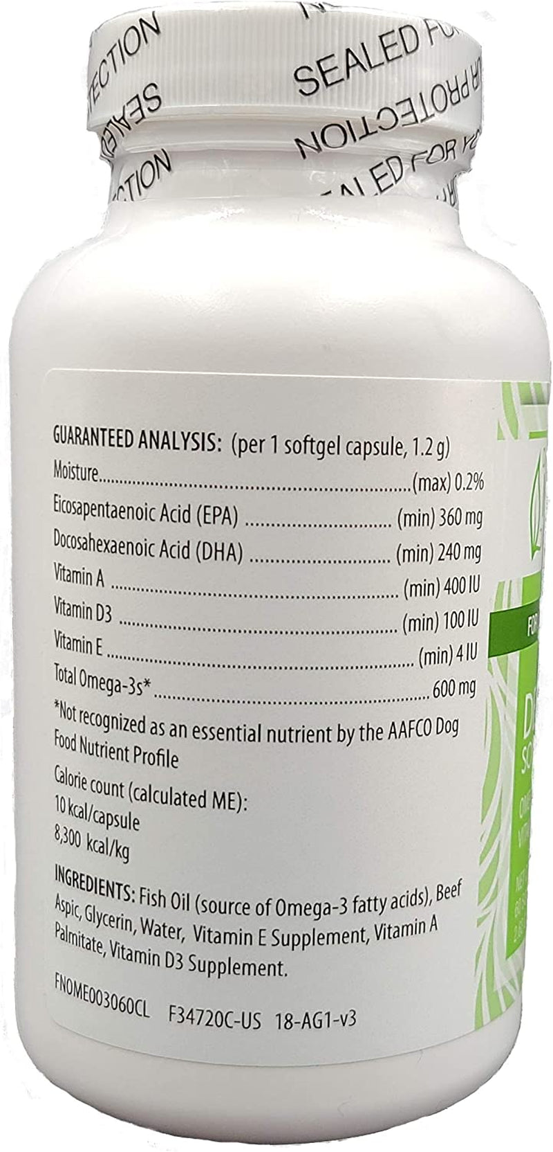 Omega3 Fatty Acid Fish Oil Softgels Supplement for Dogs and Cats (Large)