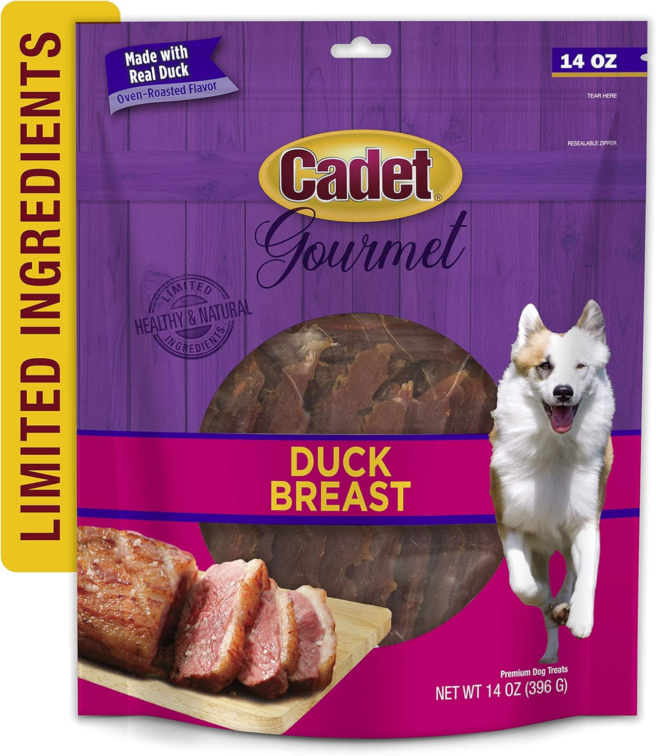 Gourmet Duck Breast Dog Treats - Healthy & Natural Dog Training Treats for Small & Large Dogs - Inspected & Tested in USA (14 Oz.)