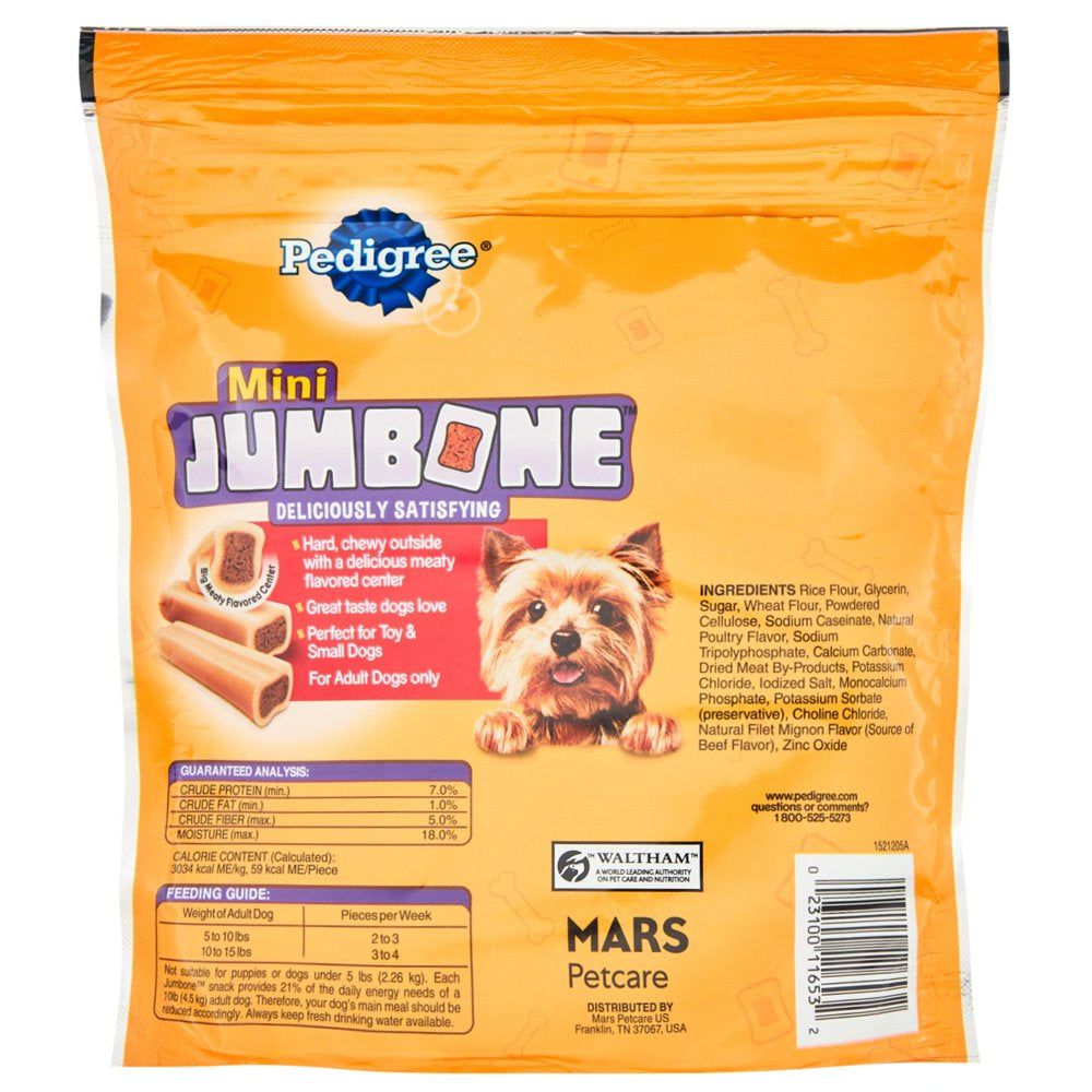 Mini Jumbone Real Beef Flavor Dental Treats for Dogs, 21 Oz Pouch