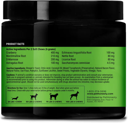 Cranberry Bladder Health for Dogs – Contains Active Ingredients - Cranberry & D-Mannose to Help Support Dog Urinary Tract Health, Dog Bladder Support, & Kidney Support for Dogs (Bacon)