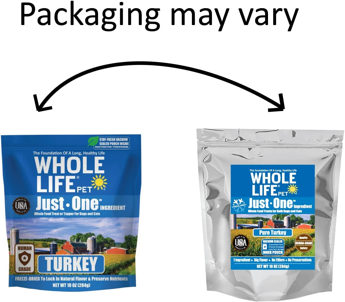 Whole Life Pet Just One Turkey Dog and Cat Value Packs - Human Grade, Freeze Dried, One Ingredient - Protein Rich, Grain Free, Made in the USA