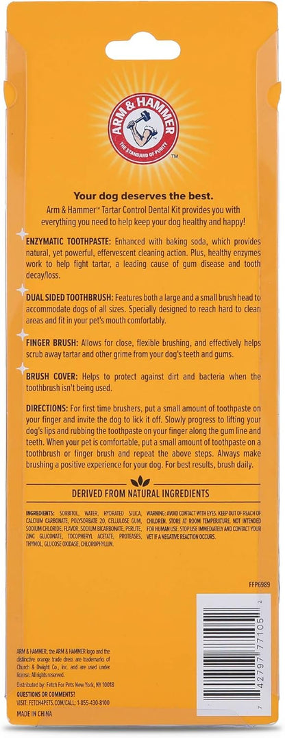 for Pets Tartar Control Kit for Dogs | Contains Toothpaste, Toothbrush & Fingerbrush | Reduces Plaque & Tartar Buildup, 3-Piece Kit, Banana Mint Flavor