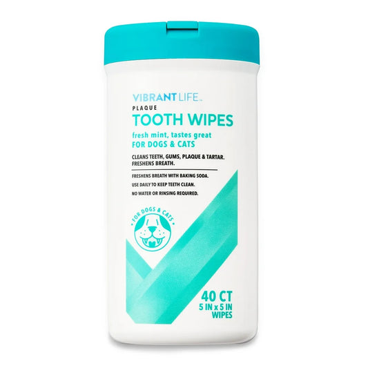 Plaque Tooth Wipes for Cats & Dogs, 40 Count