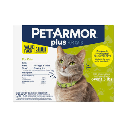 plus for Cats Flea & Tick Prevention, over 1.5 Lbs, 6 Month Supply