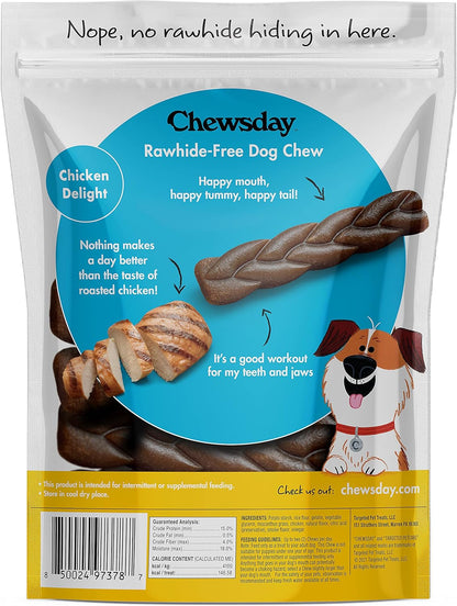 5-Inch Dog Chew Braids, Made in the USA, All Natural Rawhide-Free Highly-Digestible Treats, Chicken Delight - 14 Count