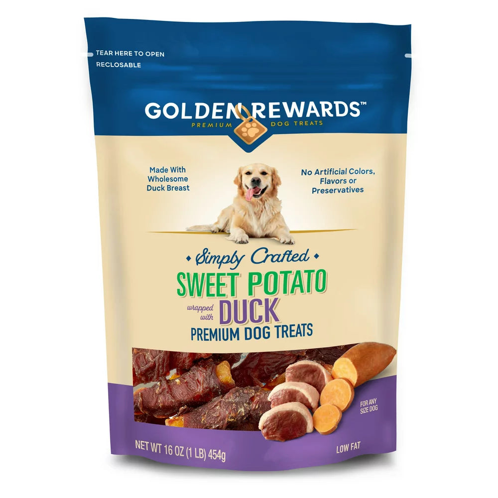 Sweet Potato Wrapped with Duck Flavor Dry Training Treats for All Dogs, 16 Oz