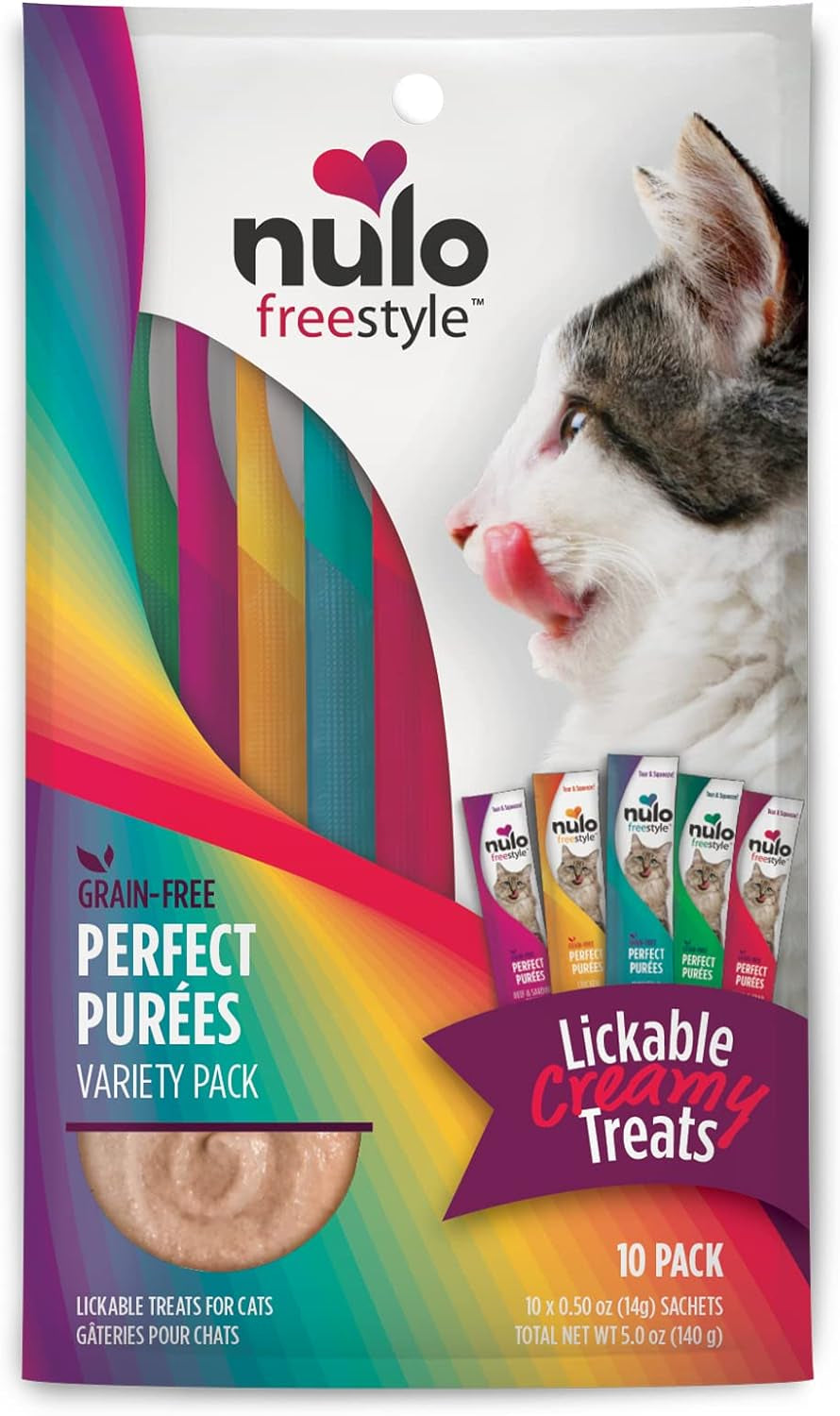 Freestyle Grain-Free Perfect Purees Premium Wet Cat Treats, Squeezable Meal Topper for Felines, High Moisture Content to Support Hydration, 0.5 Ounces in Each Lickable Wet Cat Treat Pouch